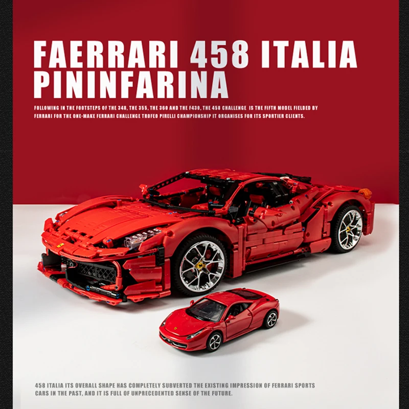 Высокотехнологичная серия красных конструкторов Ferrari 458 спортивный гоночный