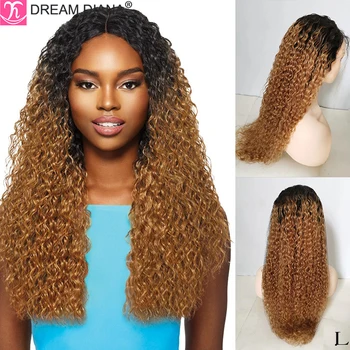 

DreamDiana Remy Brazilian Curly Full Lace Wig 8"-28" Hand Tied Glueless Wigs Ombre Lace Wigs 150 Density 100% Human Hair Wigs