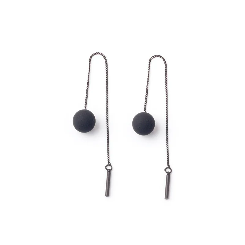 New 2020 Long Tassels Earring Black Joker Contracted Metal Ball Drop Earrings Women Temperament Fashion Jewelry - Image 4