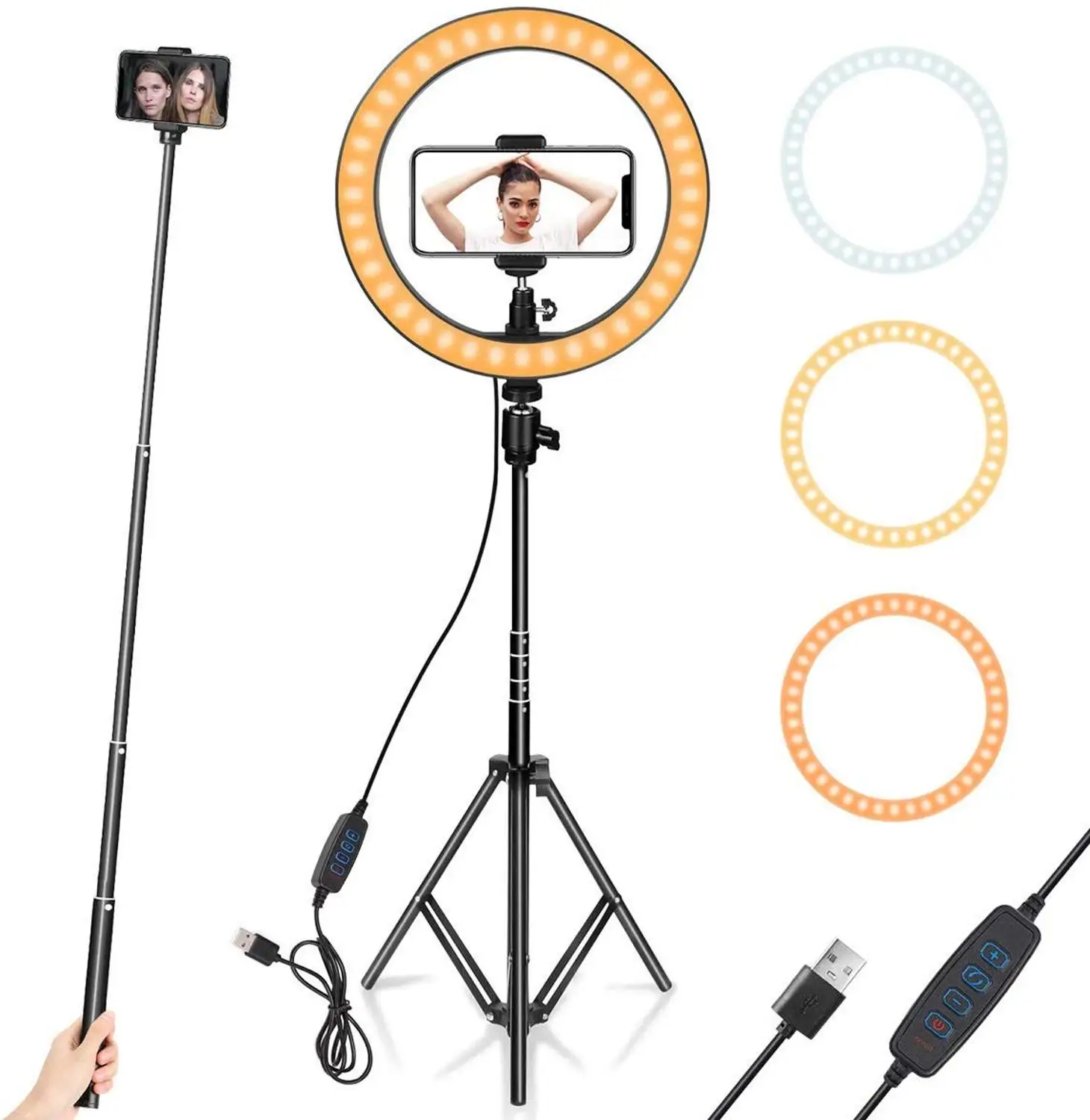 

Villsure 10 Inch Outer Led Ring Light With Stand And Phone Holder .Selfie Ring Light tripod with lamp For Youtube, Live Video,