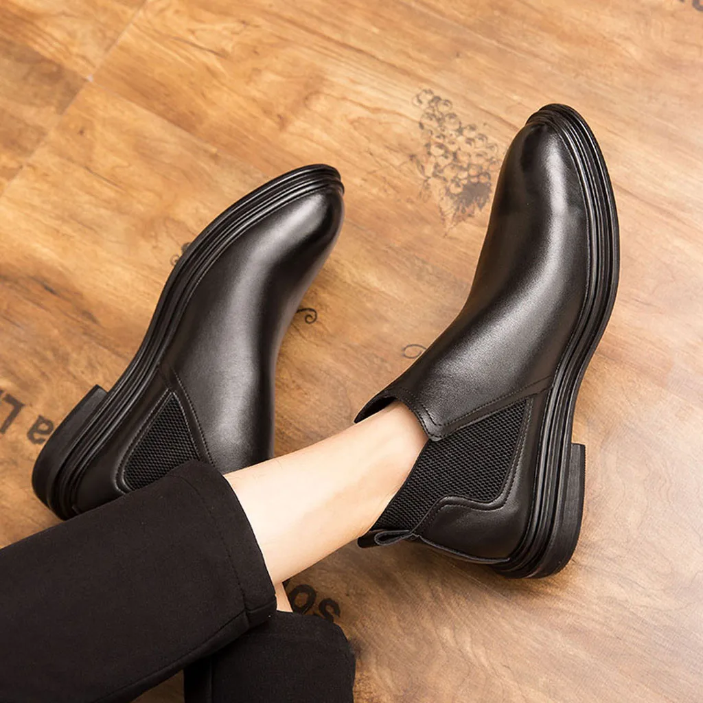 Мужская обувь; Новинка; модные ботинки; zapatos de hombre; модная мужская обувь в стиле ретро с острым носком в британском стиле; повседневные кожаные ботинки «Челси»