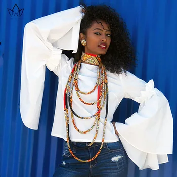 

BRW 2020 New Ankara Necklaces African Wax Print Fabric Chokers Necklaces African Ankara Scarf Tie Necklace Handmde Jewelry WYX25