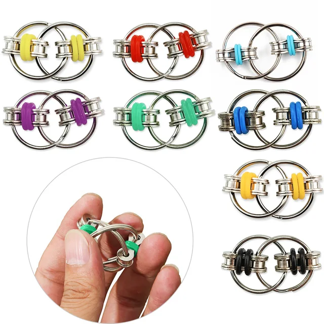 Metal Puzzle Chain Fidget Toy Vent Keychain Key Ring Anti Stress Toys  for Kids Adults Key Ring Sensory Toys Stress Relieve ADHD 4