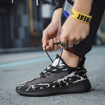 

sapato solid Tops Light men casuales comfortable causal knitting sport casual mens black slip informales white de 2020 spring