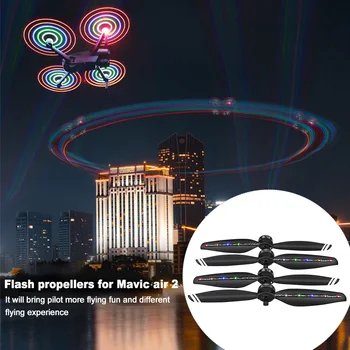 

2pair Led Lights Flash Propeller Low Noise Fall Resistant Rechargeable Foldable Easy Install With USB Cable For DJI Mavic Air 2