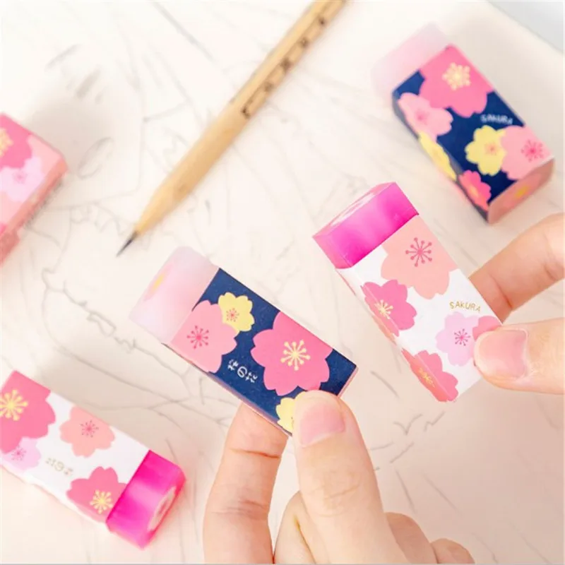 1Pcs Sakura Sandwich Q Bomb Crystal Eraser Rubber Student Creative Office And Stationery School Supplies Color Students