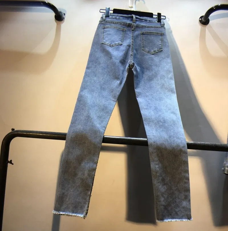 JOYDU брендовые джинсы женские весенние модные новые классные Argyle алмазные горячие сверла Высокая талия тонкие эластичные длиной до лодыжки джинсы джинсовые брюки