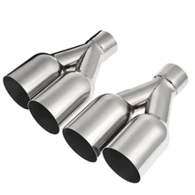 Muffler Dual Exhaust Pipe Tip Polished Stainless Steel 2.5 inchIn 3.5 inchOut 10.25 inchL