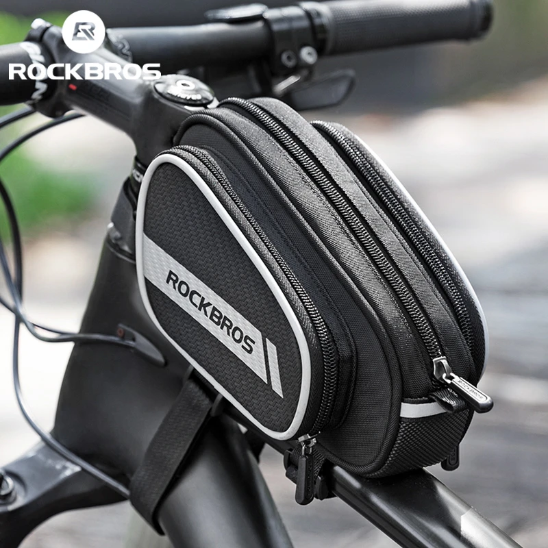 Rockbros Bike Top Tube Bag Reflective Strip Scalable Big Capacity Mtb Bicycle Saddle Bag Bike