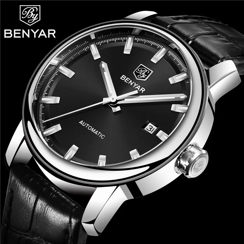 Benyar новые мужские часы автоматические механические мужские спортивные часы лучший бренд класса люкс военные из натуральной кожи модные мужские наручные часы 5144