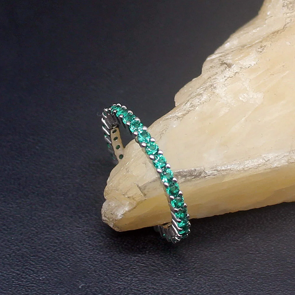 Gemstonefactory Jewelry Big Promotion Single Unique 925 Silver Green Tourmaline Women Gifts Wedding Band Rings 7# 20214455