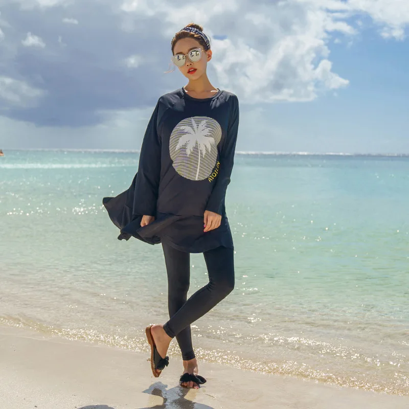 

2019 Diving Suit Women's Long-Sleeve Trousers Sun-resistant Swimwear Loose-Fit Slimming Split Type Beach Holiday Surfing Jellyfi