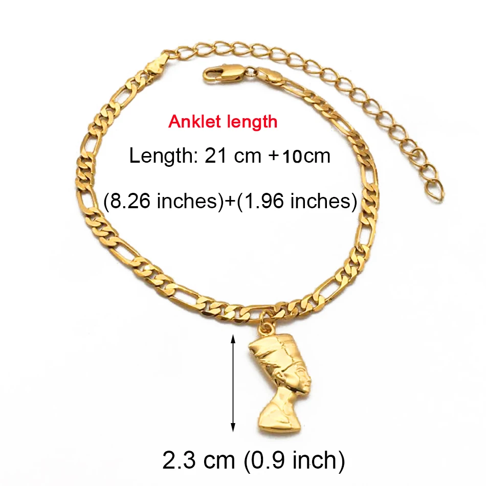 Anniyo Egyptian Queen Nefertiti Anklet for Women Gilrs Foot Chain