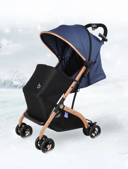 Multifunctional Baby Stroller High Landscape Stroller Folding Carriage Gold Baby Stroller Newborn Stroller - Цвет: Темно-синий