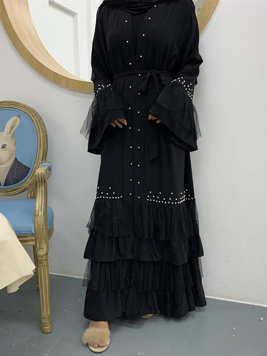 1828#Abaya Dubai Kimono Kaftan Hijab Muslim Dress - CHAOMENG MUSLIM SHOP