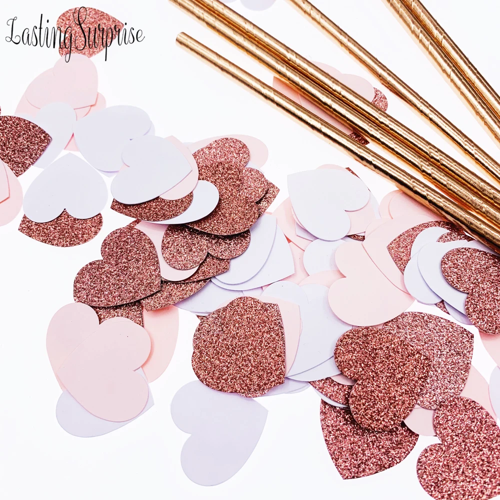 100 шт блестящая розовая Золотая 3 см бумага в виде сердца Конфетти Для свадебной
