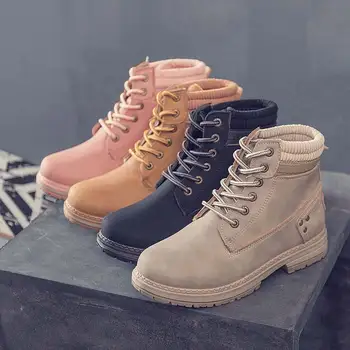

Sneakers women snow boots 2019 new casual shoes woman autumn winter ankle boots women solid lace-up ladies shoes martin booties