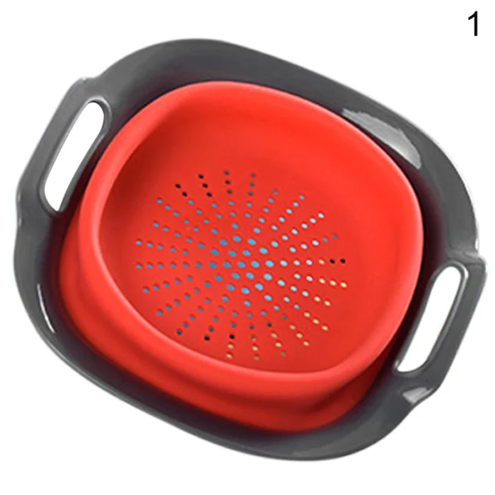 Collapsible Colander Food Grade Silicone Kitchen Fruit Vegetable Strainer Basket Folding FP8