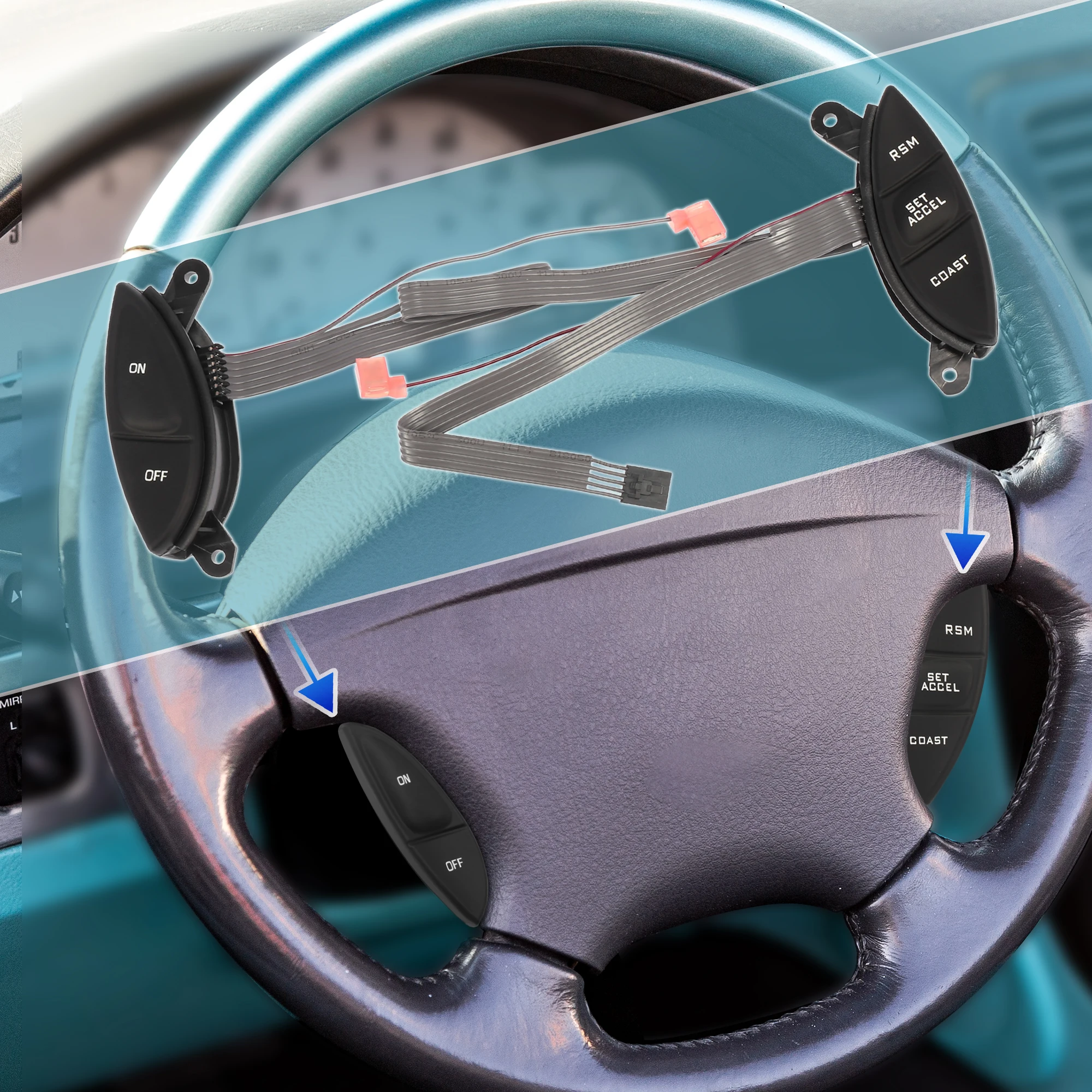 X Autohaux Steering Wheel Cruise Control Switch Button Kit F87Z9C888BB for Ford F150 Explorer Ranger Mercury Mountaineer