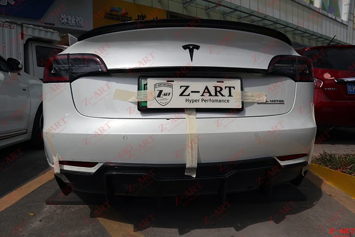 Z-ART для Tesla 3 задний диффузор из углеродного волокна для tesla модель 3 задний низкий спойлер из углеродного волокна для модели 3 задний подбородок из углеродного волокна