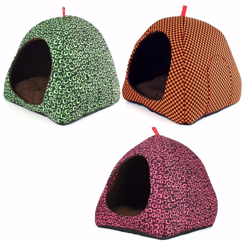 2 Size Dog Cat Cave House Foldable Tent Soft Pet Bed Mongolian Yurts Kennel Nest Small Animals Puppy Chihuahua House With Mat