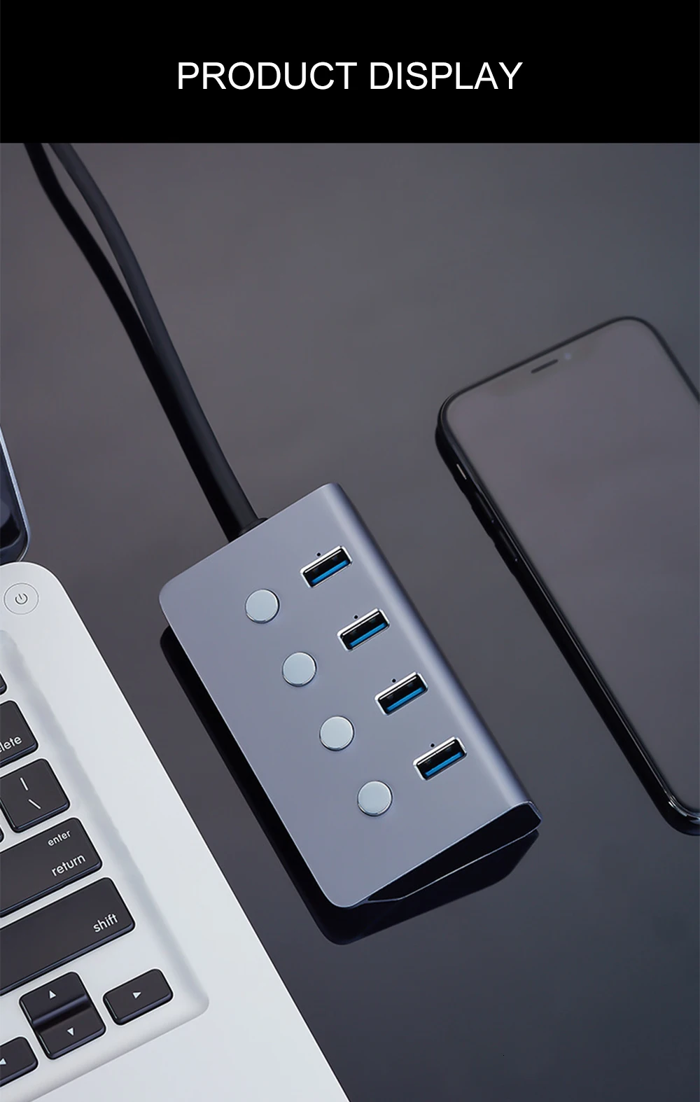 CHUYI USB 3,0 концентратор 4 порта с СВЕТОДИОДНЫЙ Переключатель ВКЛ/ВЫКЛ USB C разветвитель адаптер Высокая скорость для портативных ПК