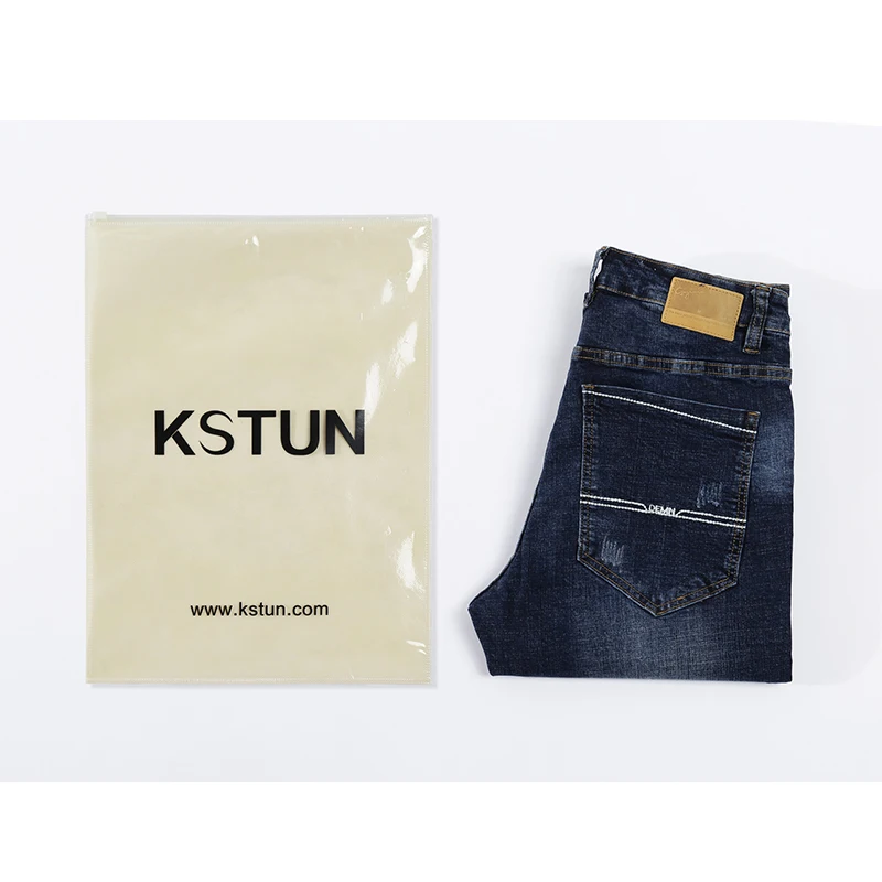 KSTUN Winter Jeans Men Jeans Pants Blue Stretch Slim Straight Fashion Pockets Desinger Casual Denim Men's Clothing Jeans Homme