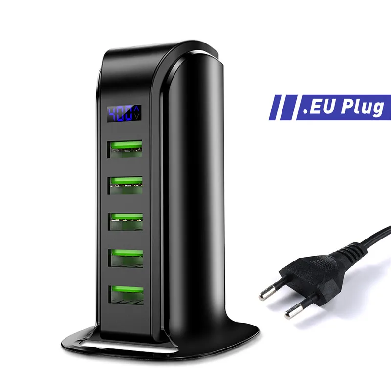 Европейский Союз (ЕС) GTWIN 5 портов Мульти USB зарядное устройство светодиодный дисплей док-станция для зарядки с USB универсальный мобильный телефон настольное настенное зарядное устройство для дома EU US - Тип штекера: Европейский Союз (ЕС)