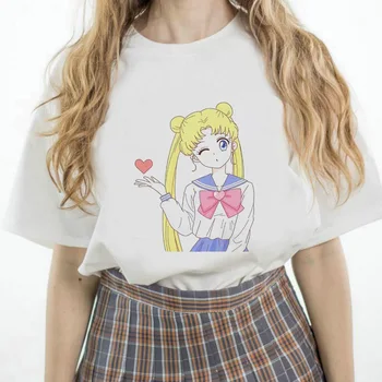 

Summer Sailor Moon camiseta de gran tamaño era delgada Harajuku Kawaii Ms ulzzang camiseta gráfica ropa de verano para mujer