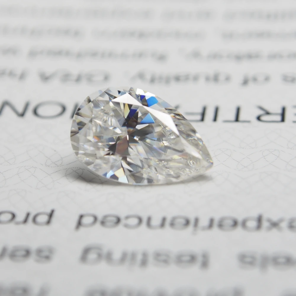 Meisidian Super White 10X7mm 2 Carat Moissanite Water Drop Pear Cut Loose Diamond Stone Ring
