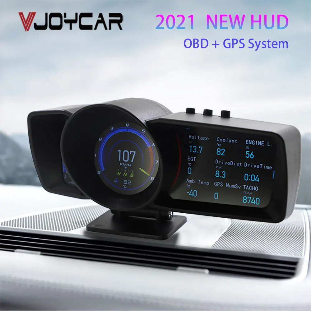 Vjoycar 2021 Newest HUD Gauge Hawk OBD2 Auto Scanner Car Meter Intake Air & Water Temp. Trip Computer GPS Digital Speedometer