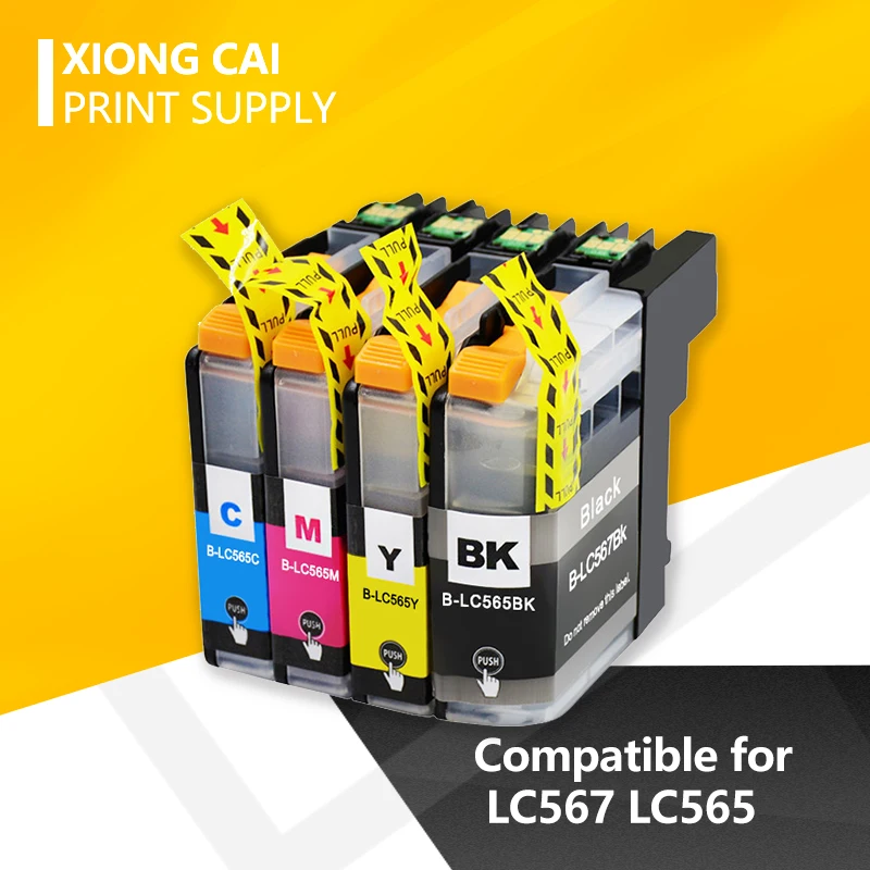 4 шт патронов чернил LC567 LC565 совместимы для Brother MFC J5330DW J5730DW J6530DW J6730DW J6930DW