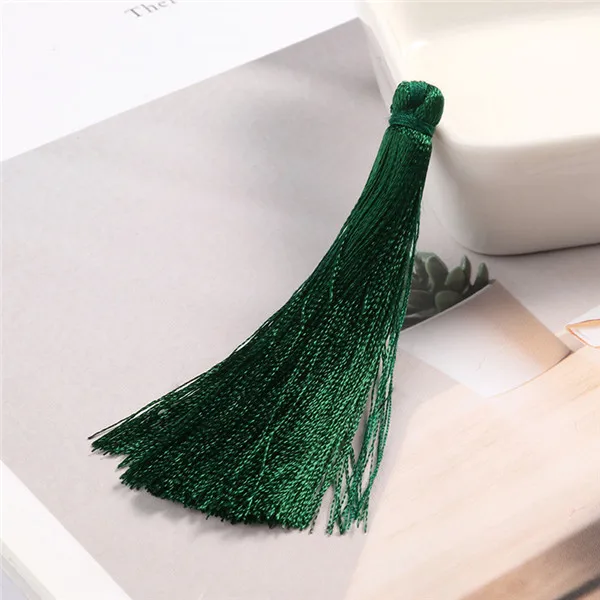 Dark green 10 шт. 6,5 см корпус ПВХ упаковка искусственный шелк кисточка DIY свадебное платье серьги кисточки кулон аксессуары ручной работы - Цвет: Dark green
