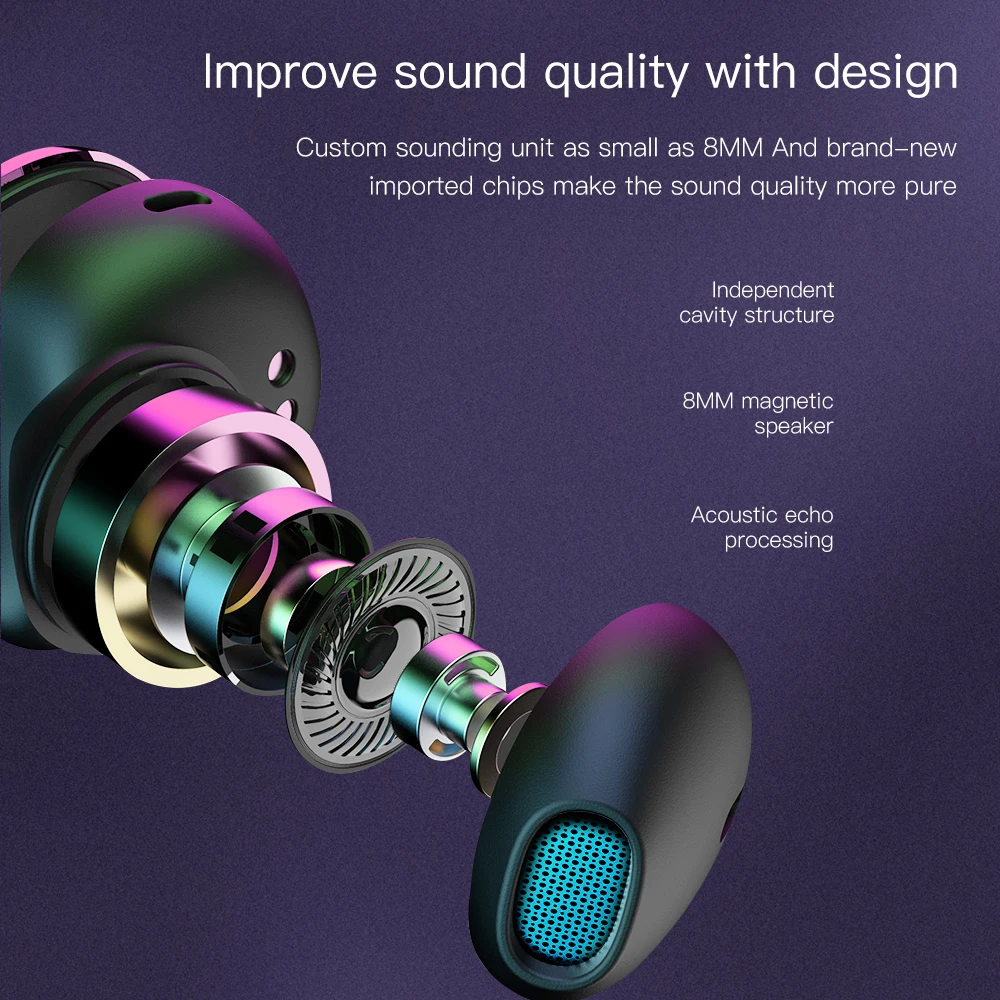Wireless Headphones Bluetooth Earphone 9D Stereo TWS for iPhone xiaomi sport Earplugs Noise Reduction Headset