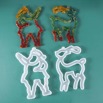 

Christmas Santa Elk Pendant Casting Silicone Mould Crystal Epoxy Resin Mold DIY Crafts Aromatherapy Wax Aroma Gypsum