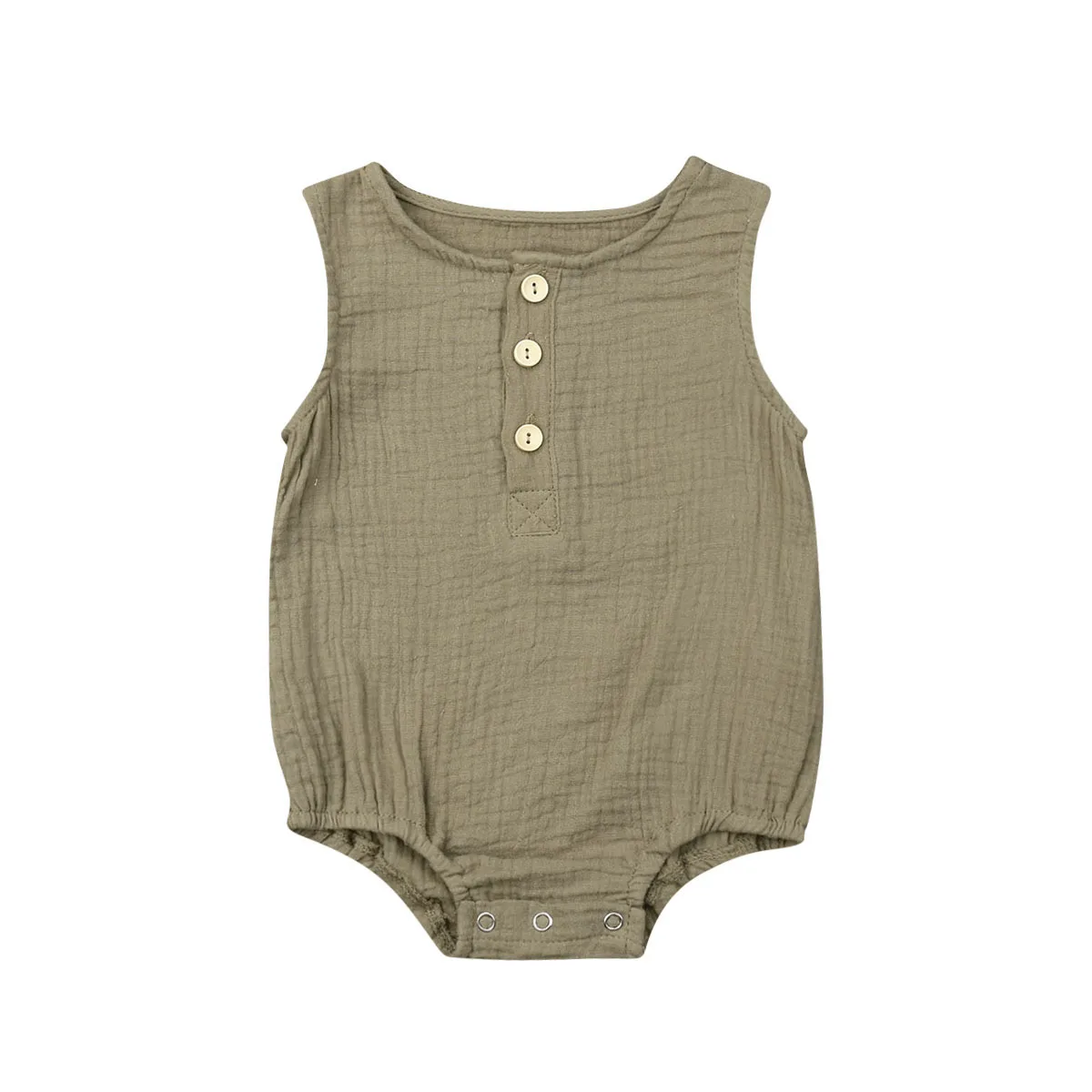 Pudcoco Newborn Baby Boys Girls Kid Summer Sleeveless Cotton Linen Adorable Bodysuit Clothes Top 6-24Months
