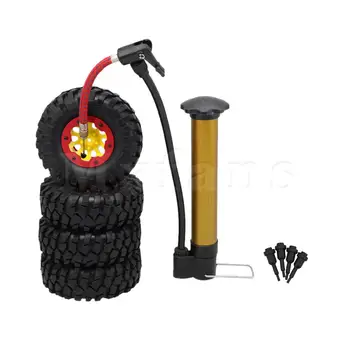 

Mxfans 4pcs RC1: 10 1.9 Inch Rubber Tyre & Red Beadlock 10 Holes Yellow Rims
