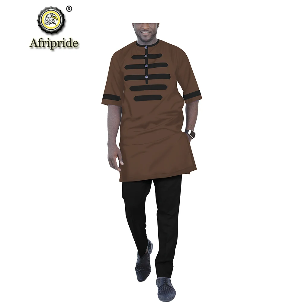 Men`s Casual Tracksuit African Clothing Dashiki Tops Pants 2 Piece Set Ankara Shirts Blouse Tribal Outfits AFRIPRIDE S1916058