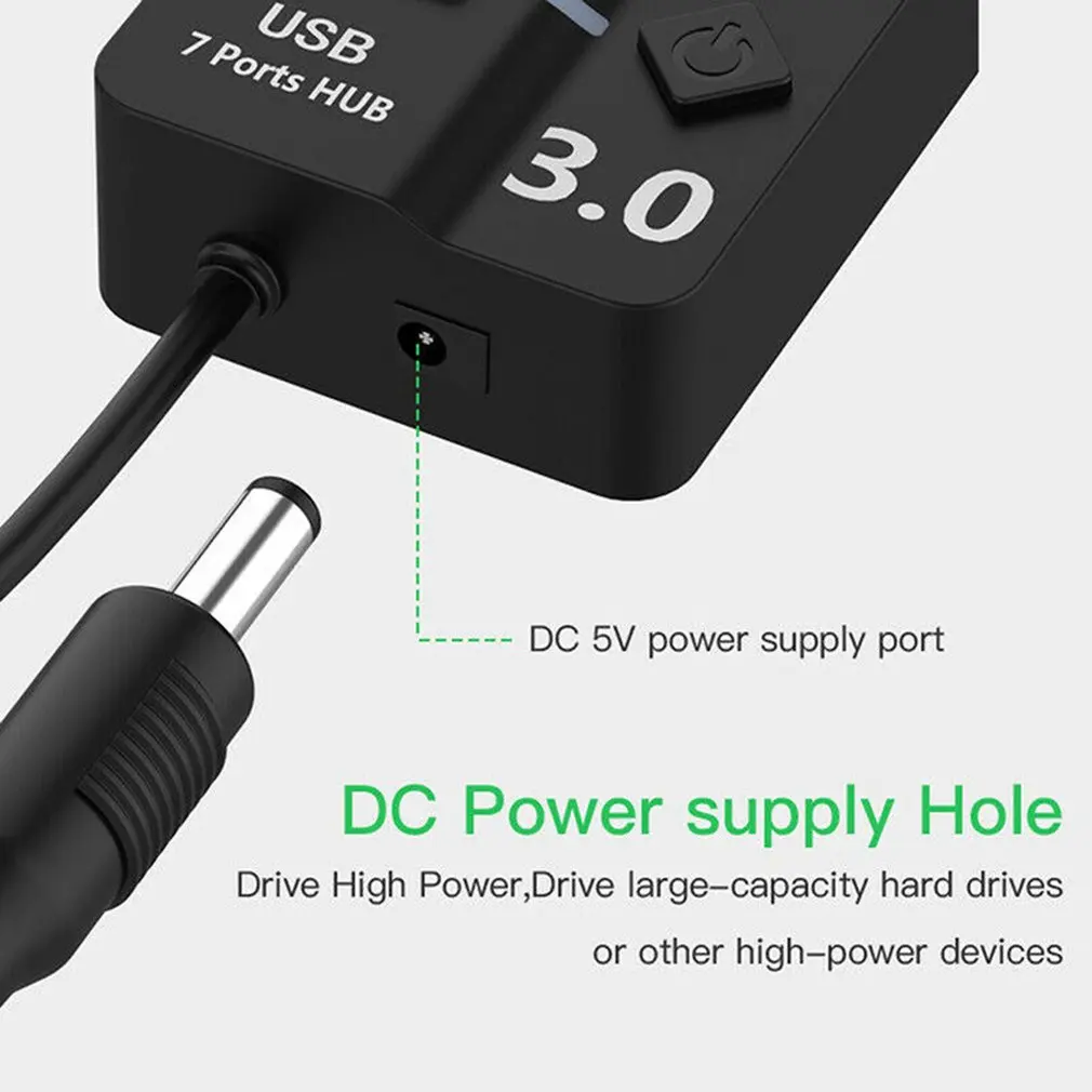 4 порта USB 3,0 концентратор 5 Гбит/с Высокая скорость включения выключения планшета передачи данных с кнопкой адаптера питания для ПК ноутбука Европа США Великобритания Австралия разъем