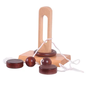 

Desk Novelty 3D Wooden Rope Loop Puzzle IQ Mind String Brain teaser Game for Adults Kids High Quality