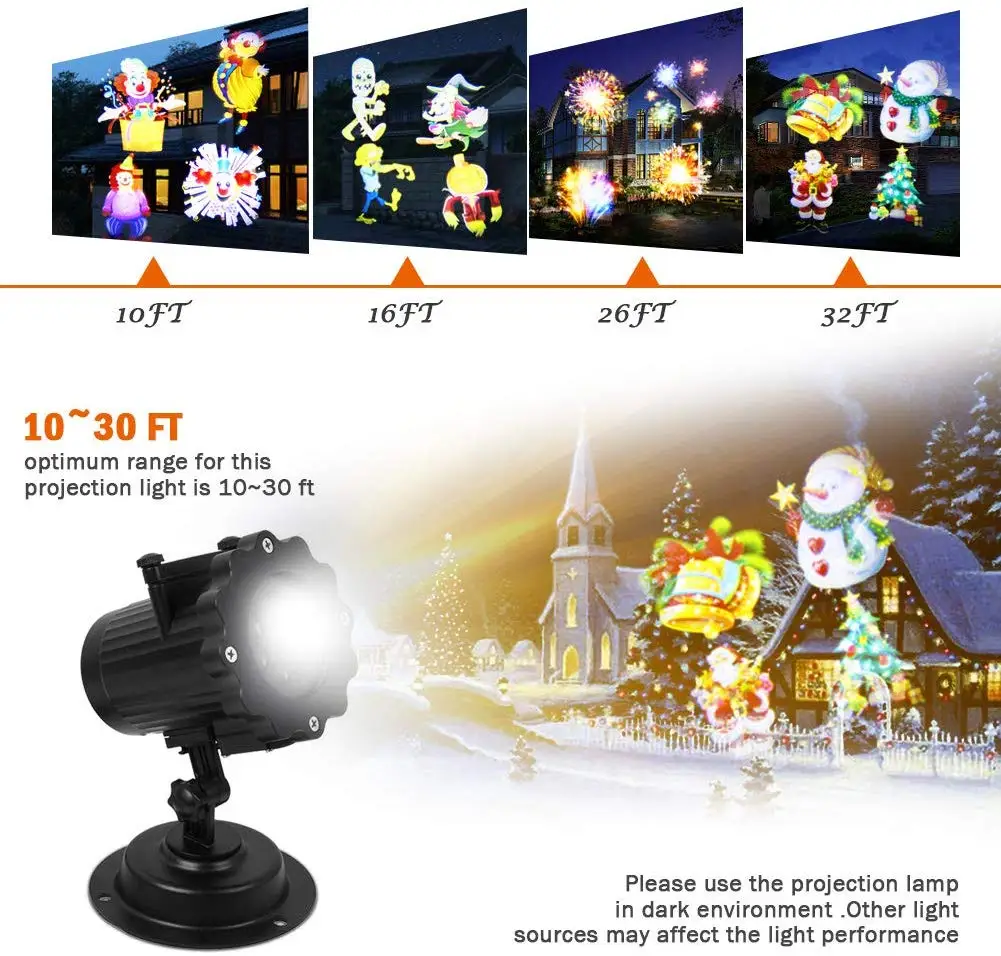 Рождественский светодиодный светильник-проектор с 16 картами для помещений и улицы, декоративный светильник s