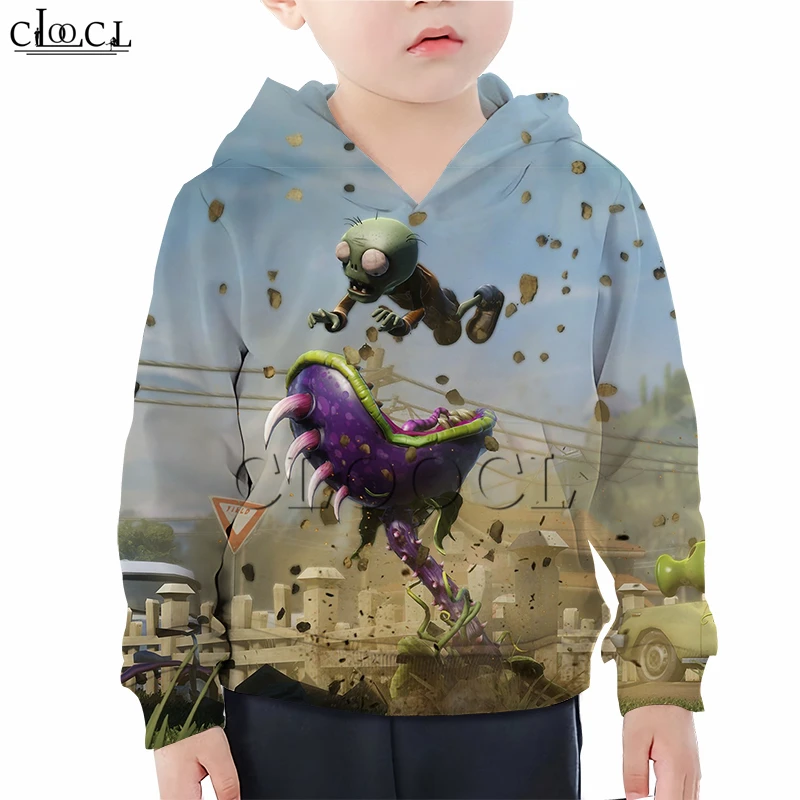  Plants Vs Zombies Printed T Shirts Boy Girl Sweatshirt Kids Games Zombie 3D Print Hoodies Children'
