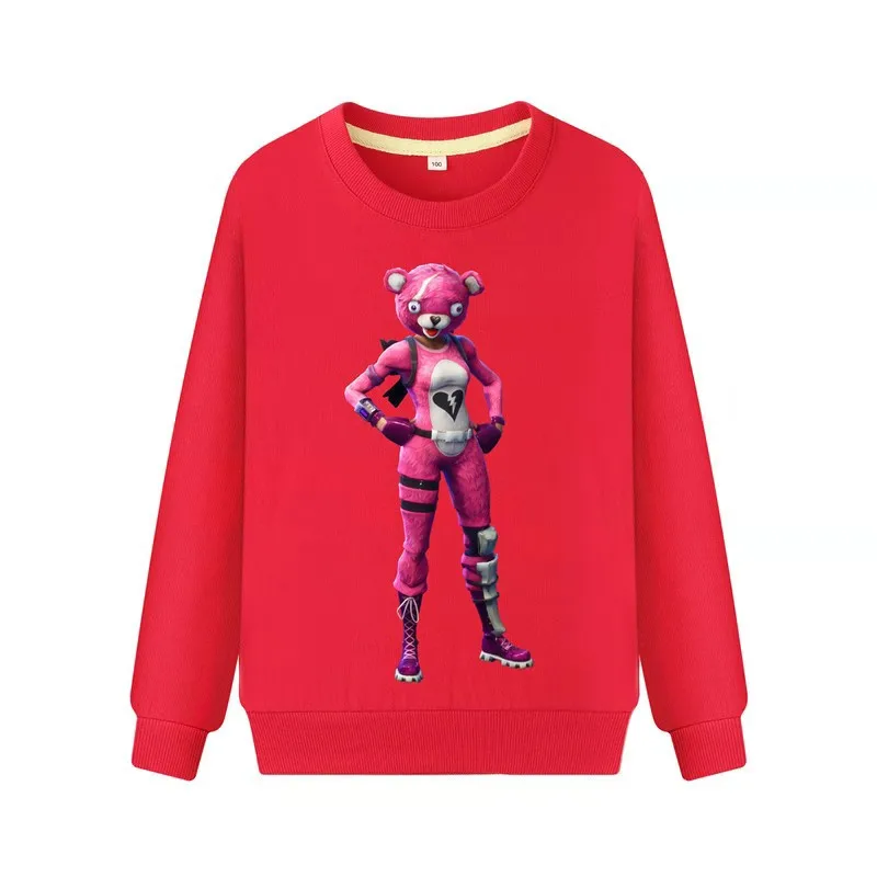 Красный Новая игра битва Royale Cuddle Team Leader детские толстовки розовый медведь Косплей Костюм для детей на день рождения толстовки для вечеринки для мальчиков и девочек - Цвет: Красный