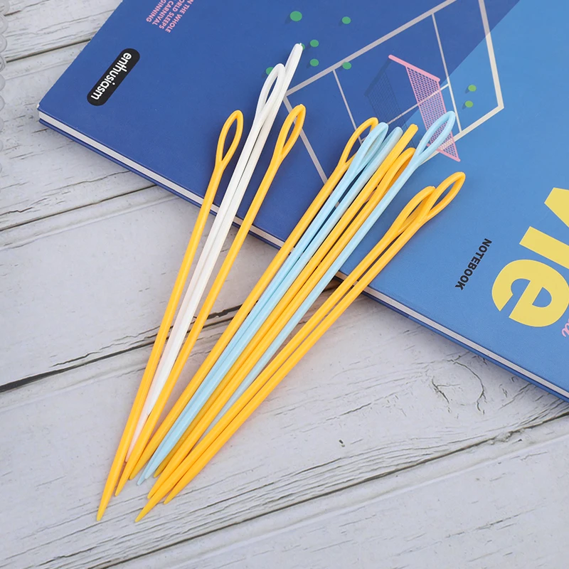 LMDZ 30Pcs Single Pointed Knitting Needles Large Eye Plastic Needles +150Pcs Locking Stitch Markers DIY Sewing Accessories