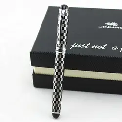 1 х расширенный Исполнительный перьевая ручка Jinhao 750 Black & Silver квадратный узор ручка