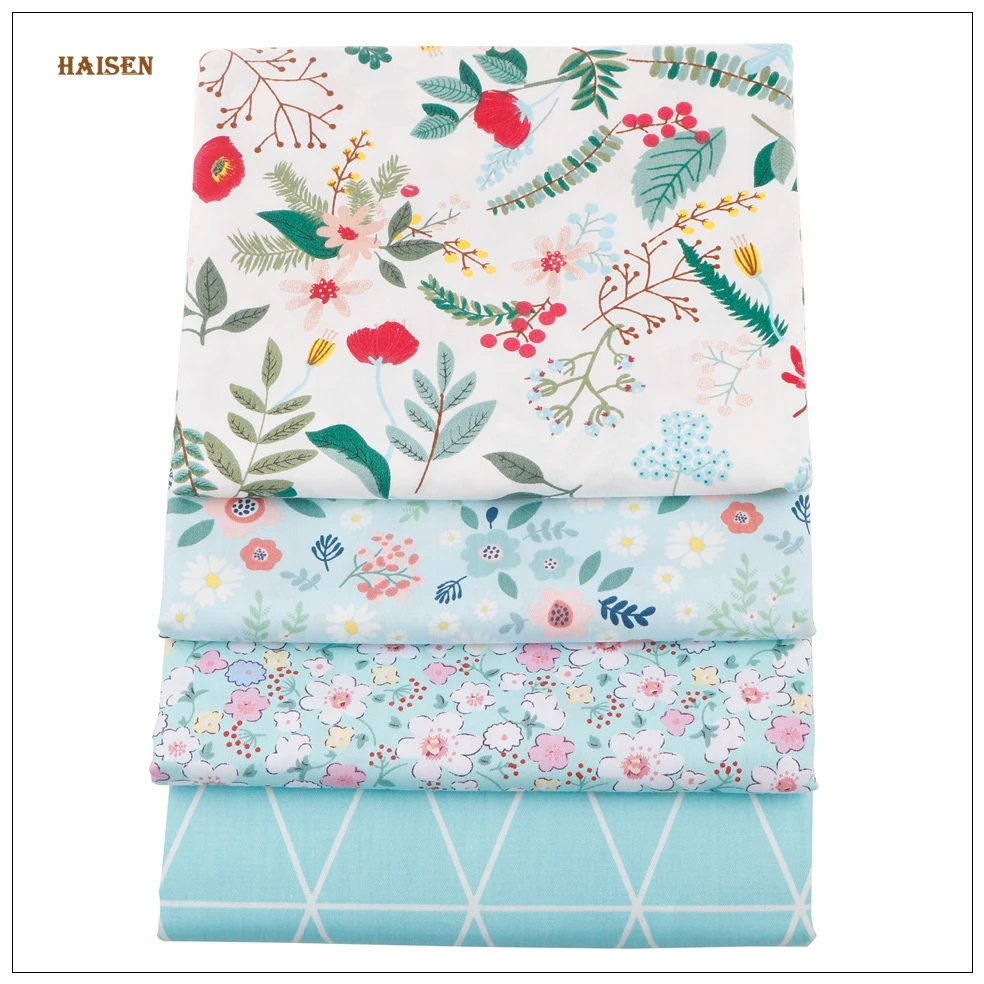 Haisen серия цветов хлопковая ткань пэчворк саржевая с принтом для рукоделия шитье