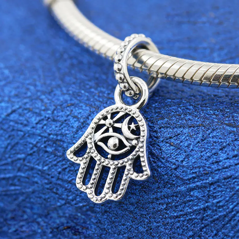 

_ Серебряный защитный подвесной Шарм-бусина Hamsa для всех европейских ювелирных изделий Pandora, браслеты, ожерелья