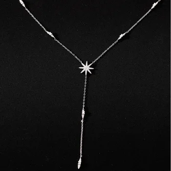 925 Sterling Silver Necklace Shiny And Delicate Multiple Stars Long Clavicle Chain Birthday Party Gift Ladies Fashion Jewelry