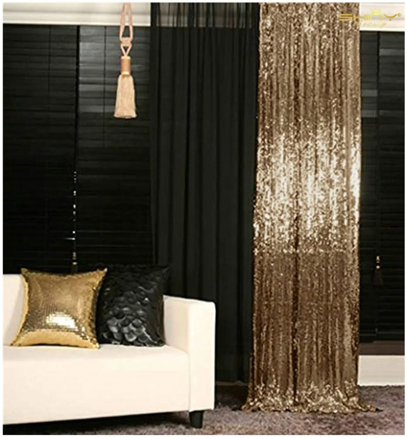 Shinybeauty медный цвет блесток Фотофон занавеска день рождения стены Decoration-M190729