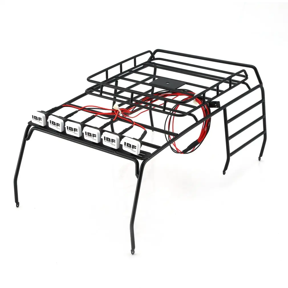 

RC Roof Rack Luggage With Multi-function LED Light for 1/10 AXIAL SCX10 D110 D90 Roof Rack Crawler RC Car Model Toys Parts